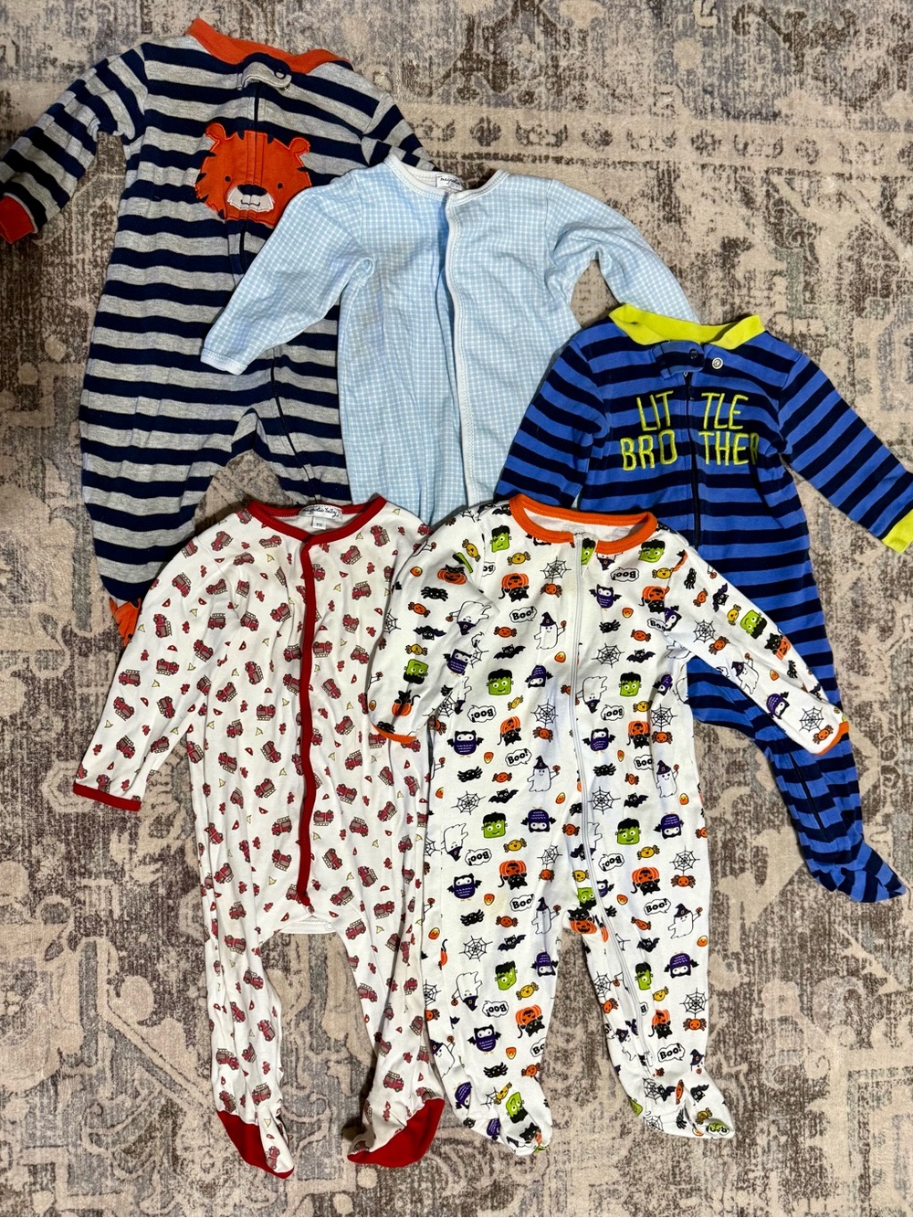 Bundle of 5 Baby Boy Footie Onesie Pajamas